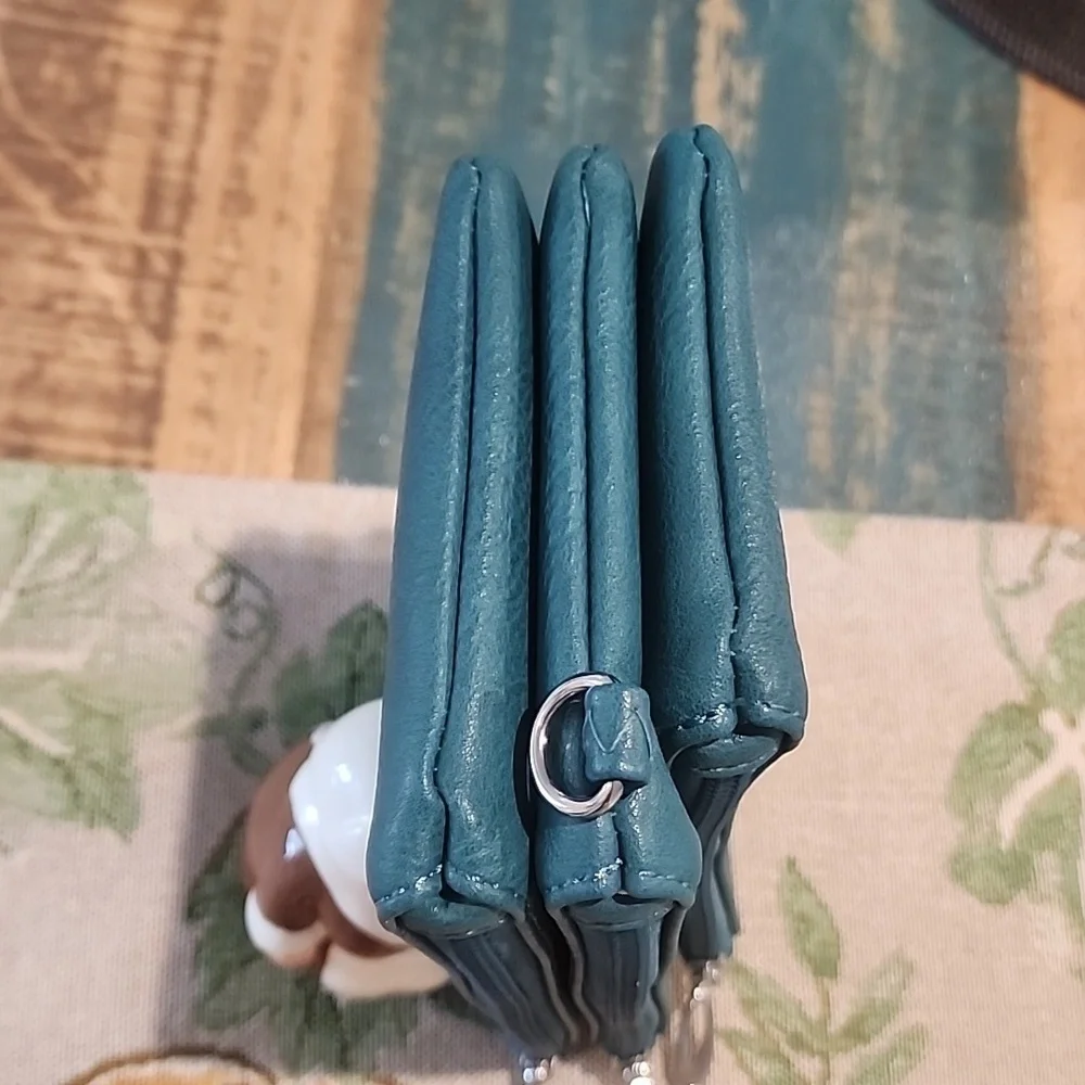 Teal Vegan Leather Crossbody or Clutch